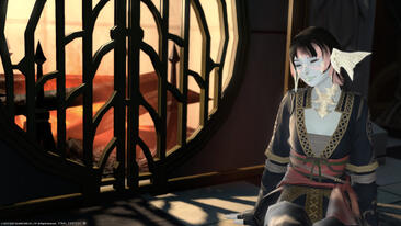Shimo relaxing gleefully by the fireplace in the Fortemps Manor.